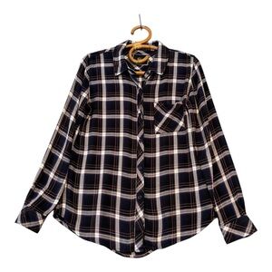 Rails | Hunter Plaid Button Front Shirt Navy Burgundy White Size S‎ Rayon
